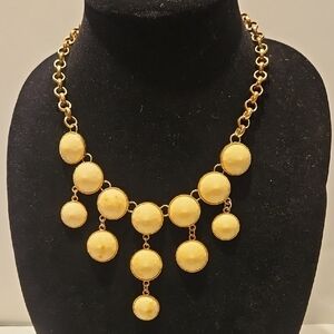 Goldtone w/ Cream Acrylic Accents On 16"L Stylish Goldtone Necklace